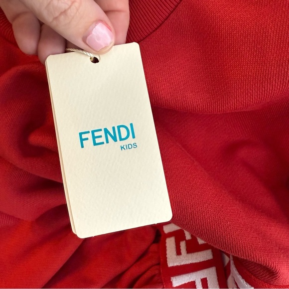 Fendi Girls Red Knit FF Logo Waist Dress size 8A - Picture 6 of 8